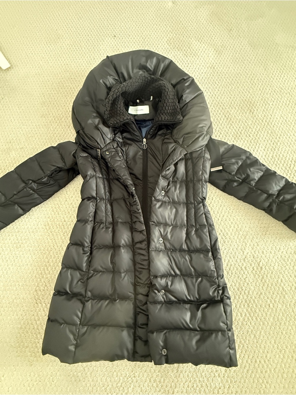 Tahari - Women’s Black Quilted Long Puffer Coat